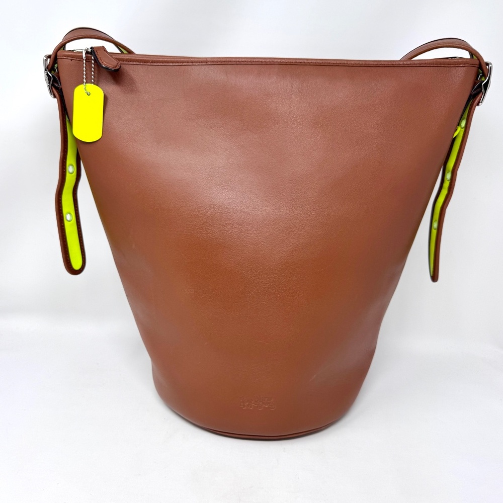 Coach Duffle Bag Calf Leather 34407 Saddle w Glo Light